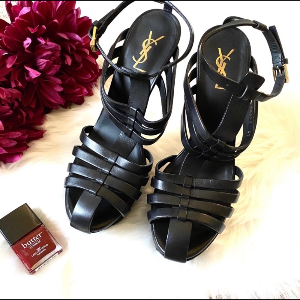 Like new YSL Tribute gladiator platform heel black